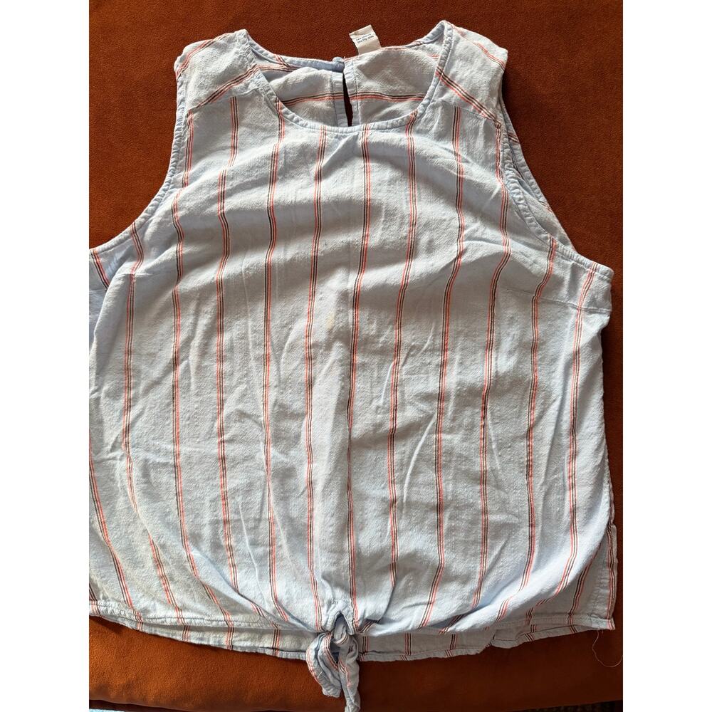3 for $9 Old Navy Cotton Blend tie bottom blue and stripes sleeveless shirt M